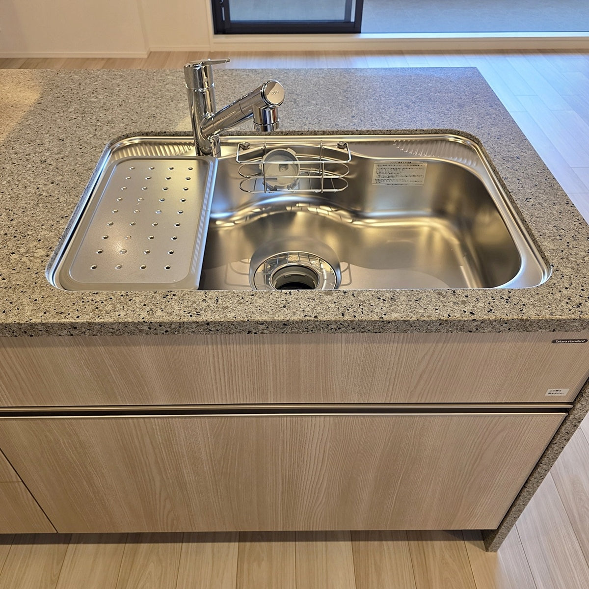 【CKN27_1】タカラスタンダード ペニンシュラ型 システムキッチン+カップボードセット 右シンク 間口2740