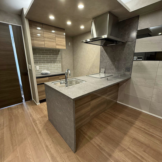 【SSO02】タカラスタンダード システムキッチンW1880(ペニンシュラ型 コンパクトキッチン)+カップボードW1050 セット