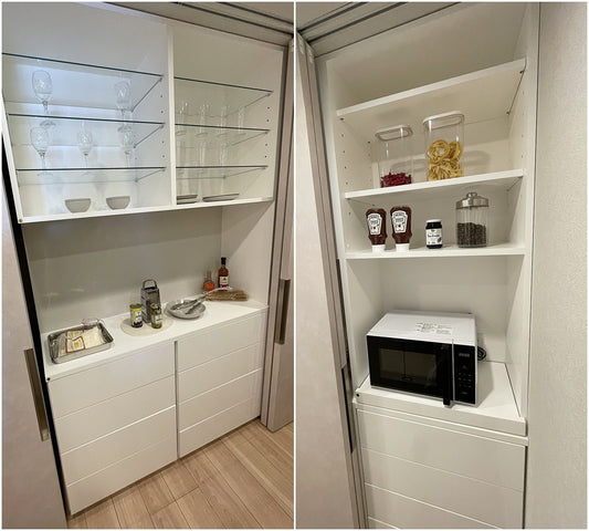 【ERO35】システムカップボード 食器棚 キッチン収納 キッチンボード/一体型/W2030×H2200×D350/モデルルーム展示設置品