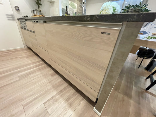 【ENH34】タカラ システムキッチン 右シンク/食洗器/レンジフード/ガスコンロ/水栓/W2650/モデルルーム展示設置品