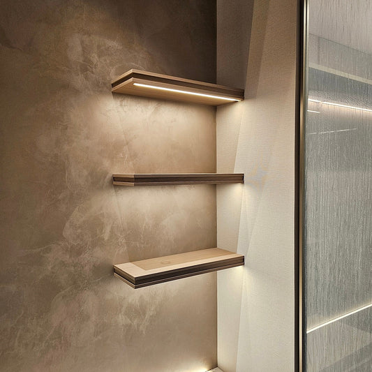 【KCN11】造作 ウォールシェルフ 棚3段 照明付き