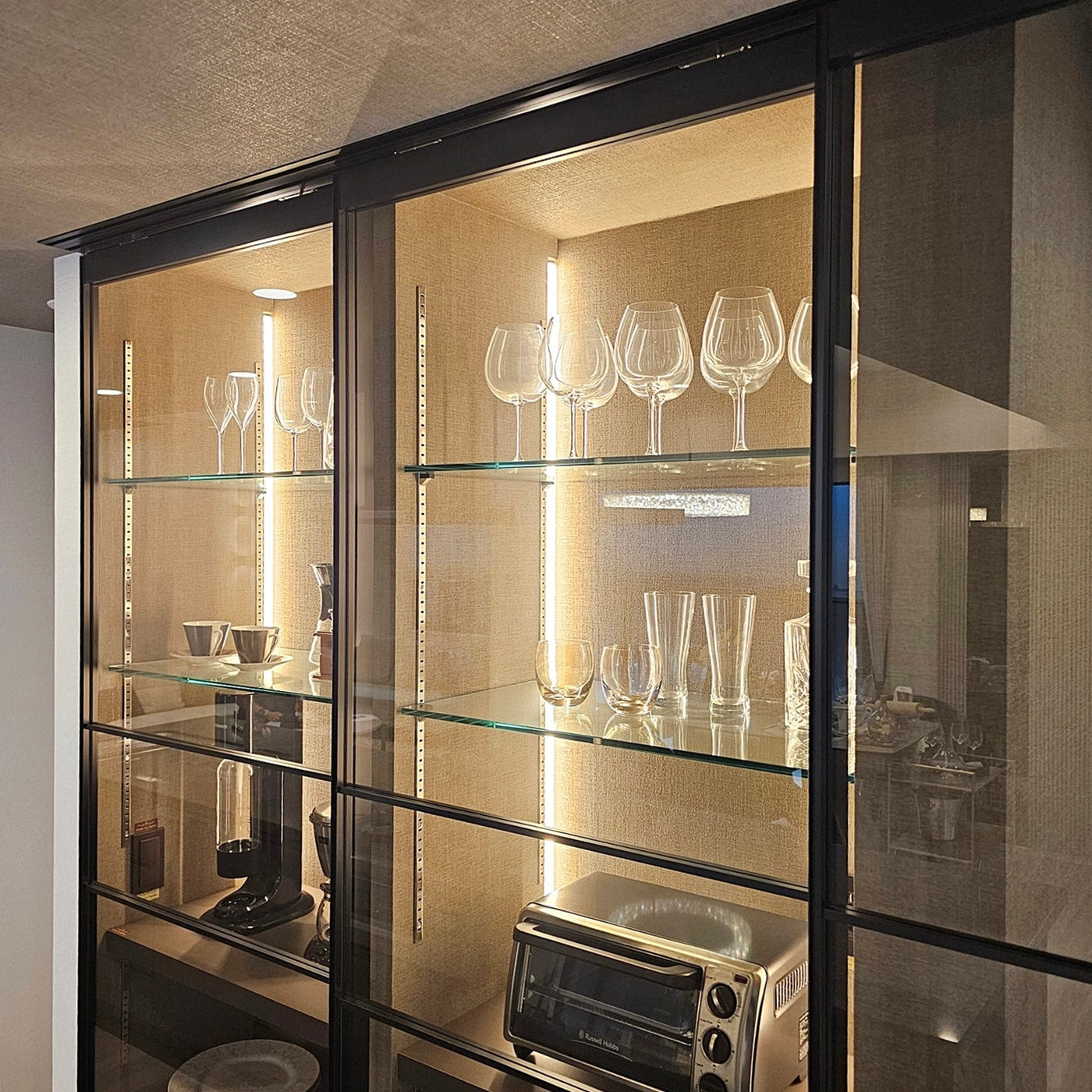 【DHR41】ガラス棚板+可動棚 キッチン収納