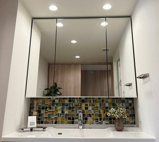 【PKB23】タカラスタンダード製 ミラーキャビネット付き洗面化粧台 三面鏡キャビネット