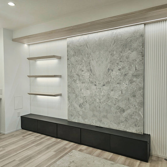 【JTK16】造作 テレビボード リビングボード AVボード ウォールシェルフ 飾り壁 照明付