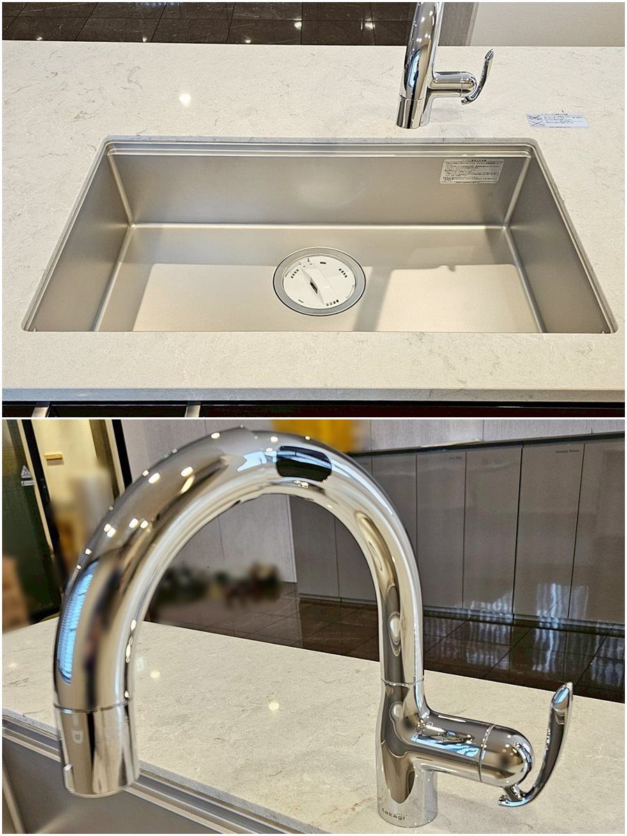 【JSK18】システムキッチン(欠込み有) 左シンク/食洗機/レンジフード/ガスコンロ/水栓/W2980/モデルルーム展示設置品