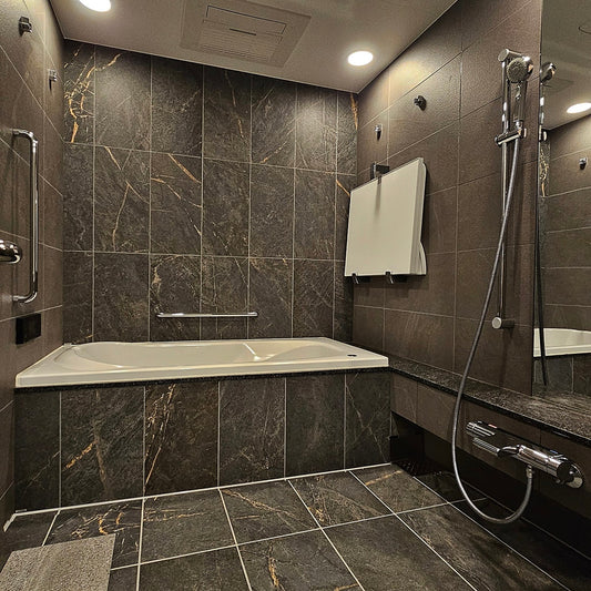 【NSK16】日ポリ加工  高級ユニットバス 1822サイズ 浴室浴槽 RC オールタイル張り グローエのオーバーヘッドシャワー付き ハイグレードタイプ