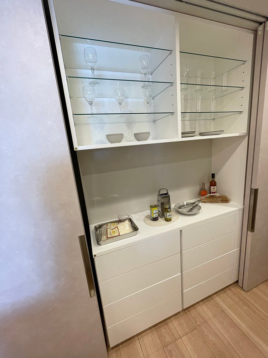 【ERO35】システムカップボード 食器棚 キッチン収納 キッチンボード/一体型/W2030×H2200×D350/モデルルーム展示設置品