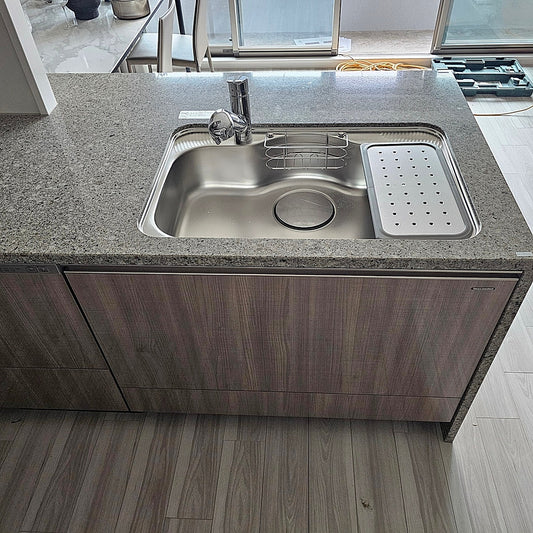 【PSF01_1】タカラスタンダード ペニンシュラ型(欠込み有) システムキッチン+カップボード 右シンク