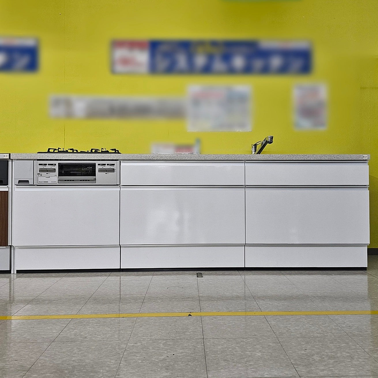 【Y2-2】ヤマダオリジナル I型 システムキッチン 右シンク 天板アクリル樹脂 W2550