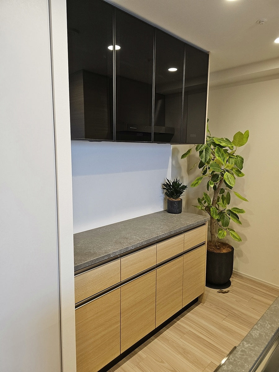 【12-5RRNA】タカラスタンダード ペニンシュラ型(欠込み有) システムキッチン+カップボードセット 右シンク キッチン間口2585