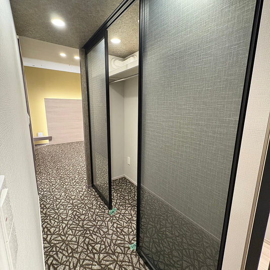 【KNK06】ガラス吊戸 3枚 可動間仕切り 引戸 上吊 枠なし