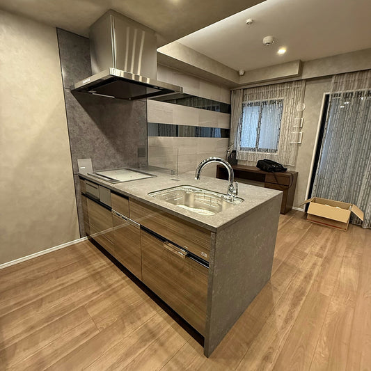 【SSO02】タカラスタンダード システムキッチンW1880(ペニンシュラ型 コンパクトキッチン)+カップボードW1050 セット