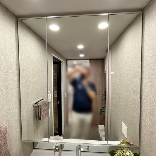 【NWK08】タカラ ミラーキャビネット付き洗面化粧台/カウンター一体型ボウル/三面鏡/W1000/モデルルーム展示設置品