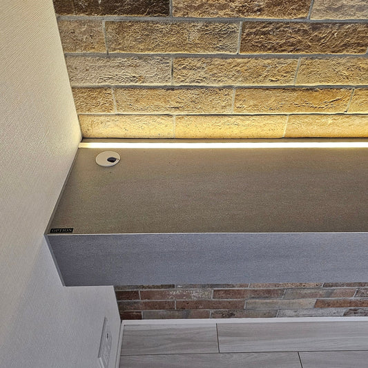 【HMC38】造作ウォールカウンター カウンターテーブル カウンターボード ライト付き モデルルーム展示品