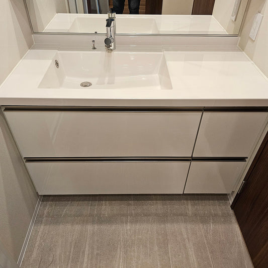 【PFK17】ミラーキャビネット付き洗面化粧台/三面鏡/W1200/モデルルーム展示設置品