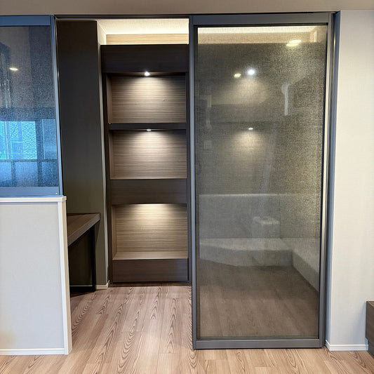 【ROK05】ガラス吊戸 2枚 可動間仕切 上吊 枠なし