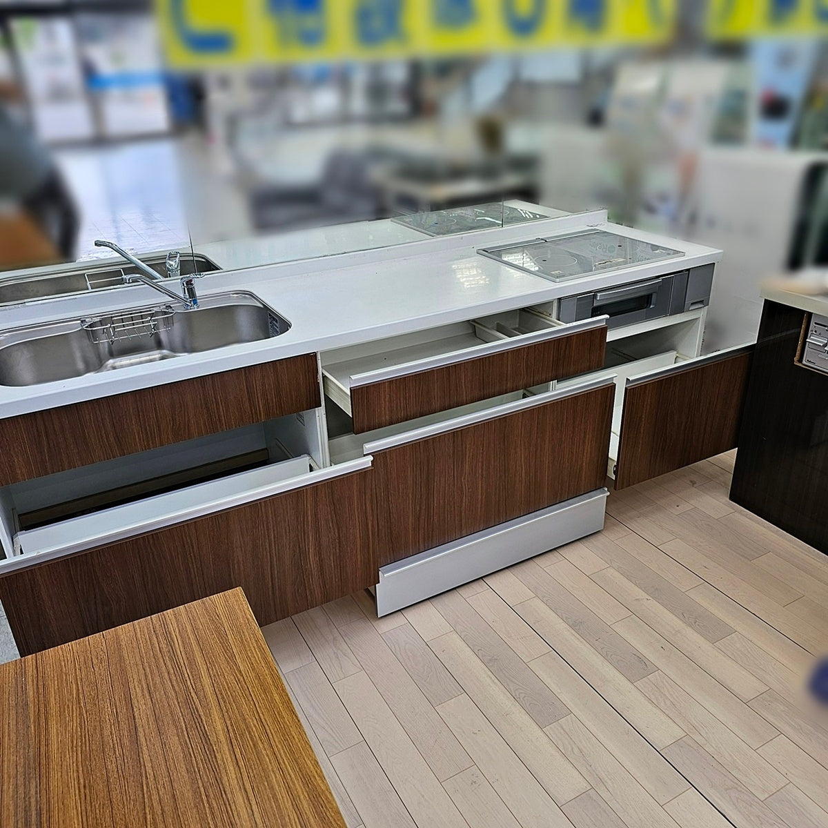 【Y9-7】ハウステック I型 システムキッチン 左シンク 間口2550 アクリル樹脂天板