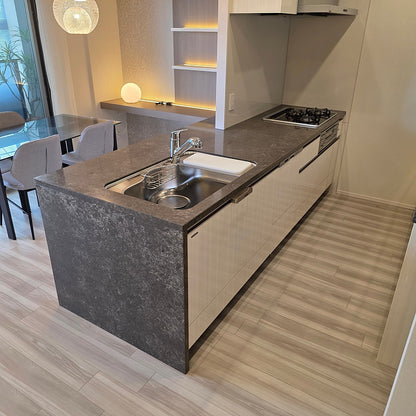 【PRO01_1】タカラスタンダード ペニンシュラ型 システムキッチン＋カップボードセット 左シンク 間口2740