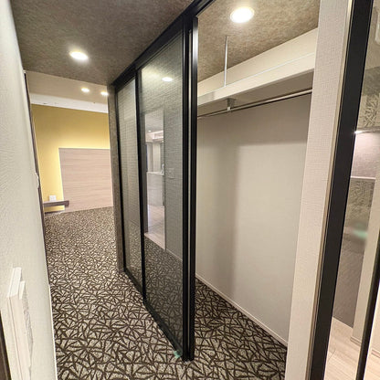 【KNK06】ガラス吊戸 3枚 可動間仕切り 引戸 上吊 枠なし