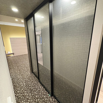 【KNK06】ガラス吊戸 3枚 可動間仕切り 引戸 上吊 枠なし