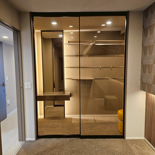 【YLS14】ガラススライドドア 吊り戸 2枚 上吊