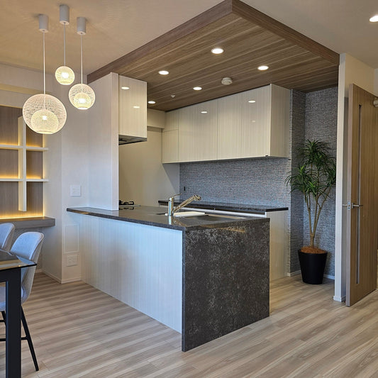 【PRO01_1】タカラスタンダード ペニンシュラ型 システムキッチン＋カップボードセット 左シンク 間口2740