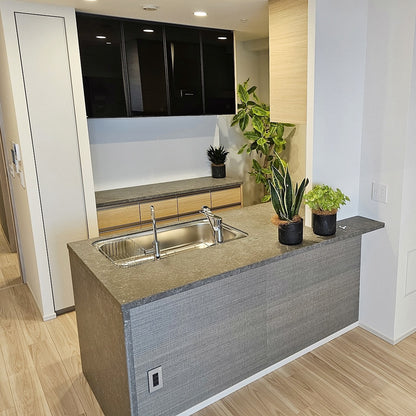 【12-5RRNA】タカラスタンダード ペニンシュラ型(欠込み有) システムキッチン＋カップボードセット 右シンク キッチン間口2585