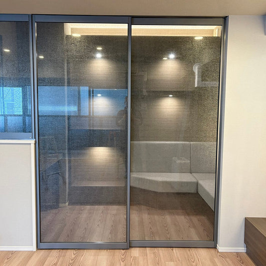 【ROK05】ガラス吊戸 2枚 可動間仕切 上吊 枠なし