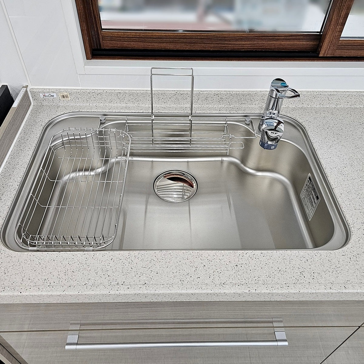 【Y9-5】ハウステック I型 システムキッチン 左シンク 間口2550 ポリエステル系人工大理石