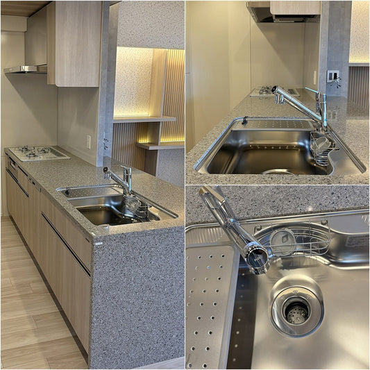 【CKN27_1】タカラスタンダード ペニンシュラ型 システムキッチン＋カップボードセット 右シンク 間口2740