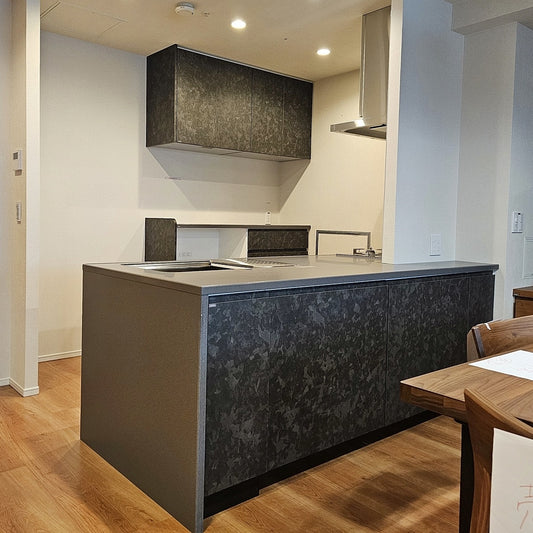 【12-2HIMI】タカラスタンダード ペニンシュラ型(欠込み有) システムキッチン＋カップボードセット 右シンク_欠込み有 間口2630