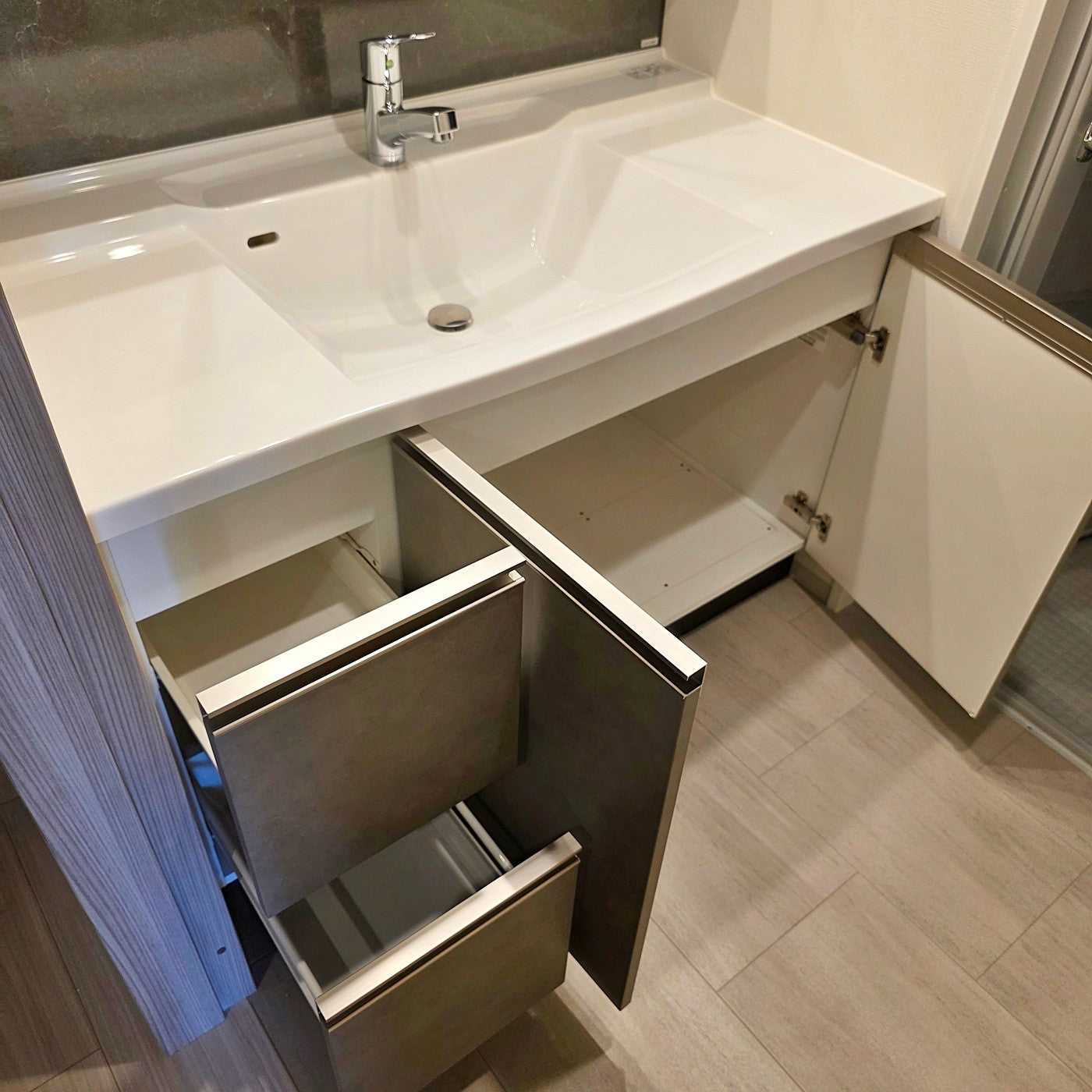 【CKN23】タカラスタンダード 洗面化粧台 ミラーキャビネット カウンター一体型ボウル W1200