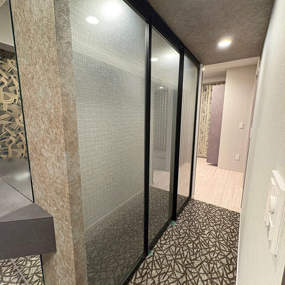 【KNK06】ガラス吊戸 3枚 可動間仕切り 引戸 上吊 枠なし