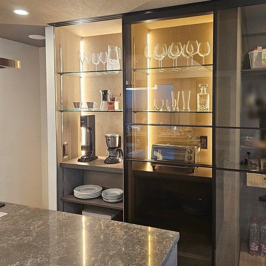 【DHR41】ガラス棚板+可動棚 キッチン収納