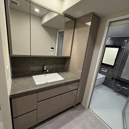 【RAR03】高級品 タカラスタンダード ハイグレード洗面化粧台 アンダーカウンターボウル 三面鏡キャビネット トールユニット モデルルーム展示